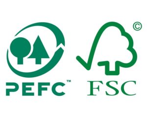 Vi är certifierade inom PEFC och FSC (grönt kort)